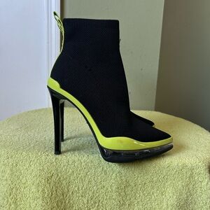 Michael Kors Sock Heeled Logo Ankle Black Green Boots